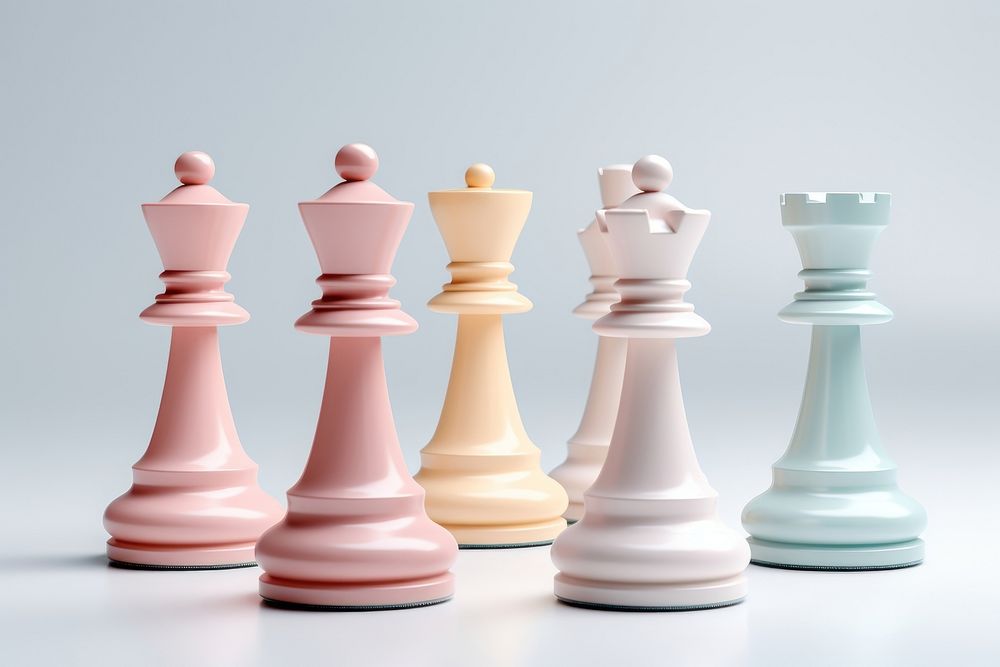 Pastel chess set game white background intelligence.