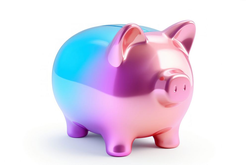 Piggy bank icon iridescent white background representation investment.