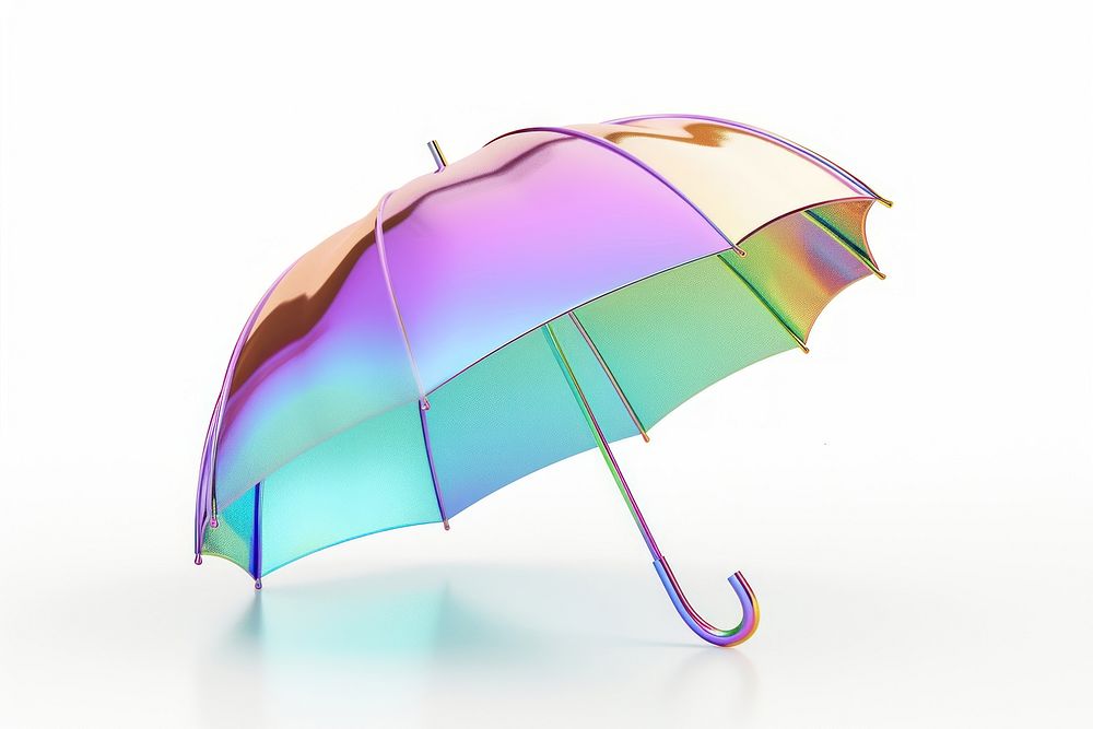 Rain icon iridescent umbrella white background protection.