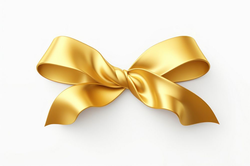 Ribbon icon shape gold white background celebration accessories.