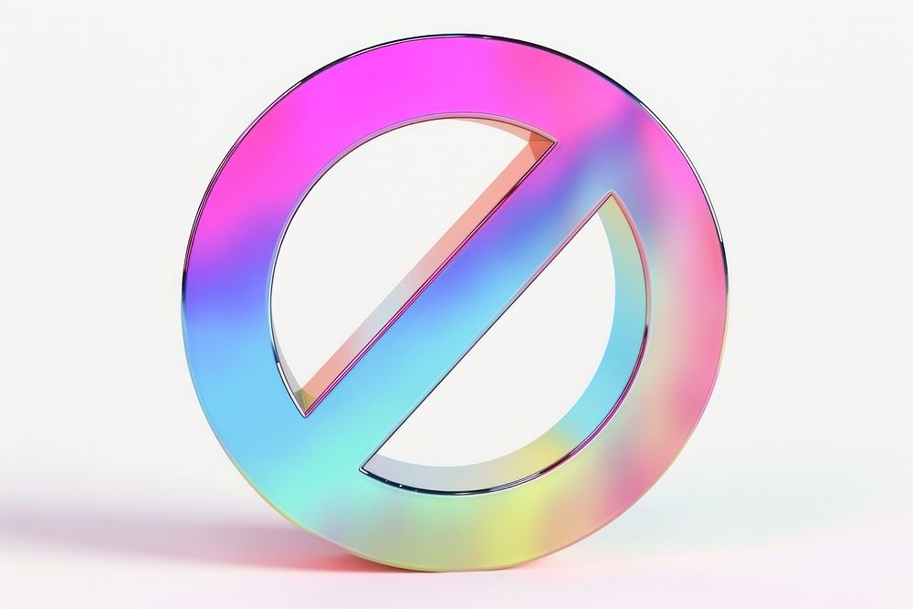 Wrong sign icon iridescent symbol white background spectrum.