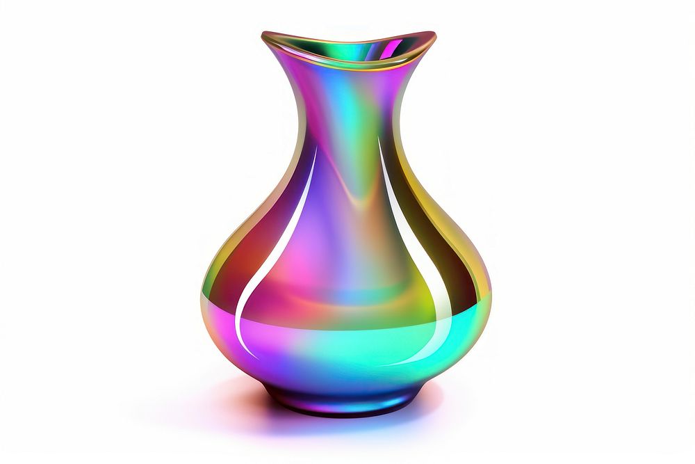 Vase icon iridescent white background biotechnology creativity.