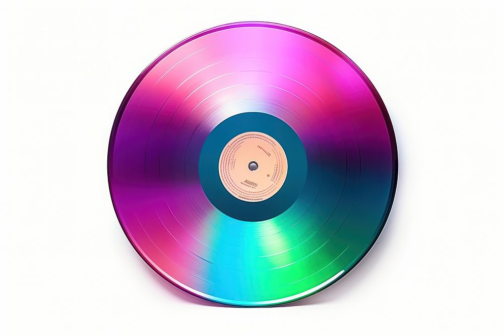 Vinyl record iridescent white background technology equipment.