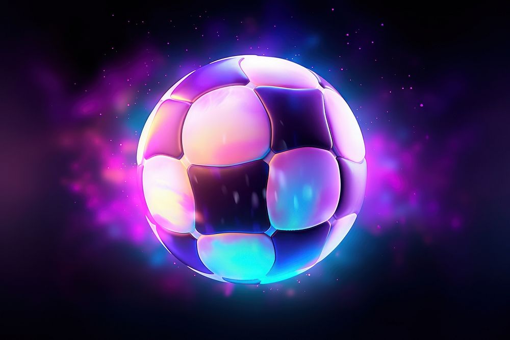 Pastel soccer ball football glowing sphere.