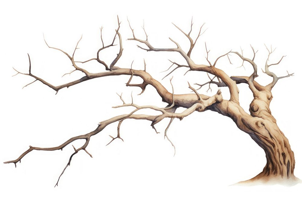 A Dry branch tree drawing nature sketch. 