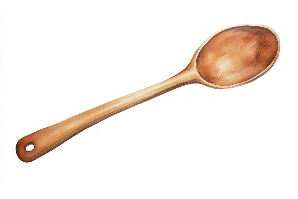 A wooden spoon white background kitchen utensil silverware. AI generated Image by rawpixel.