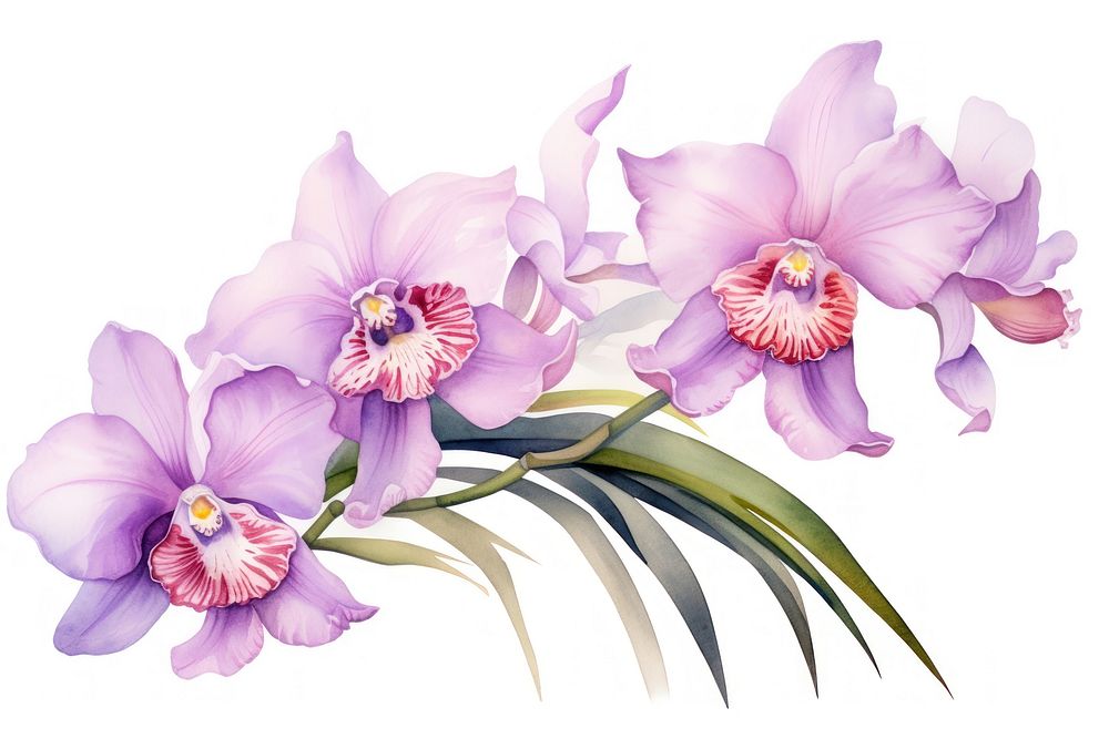 Cattleya orchid watercolor border blossom flower nature.