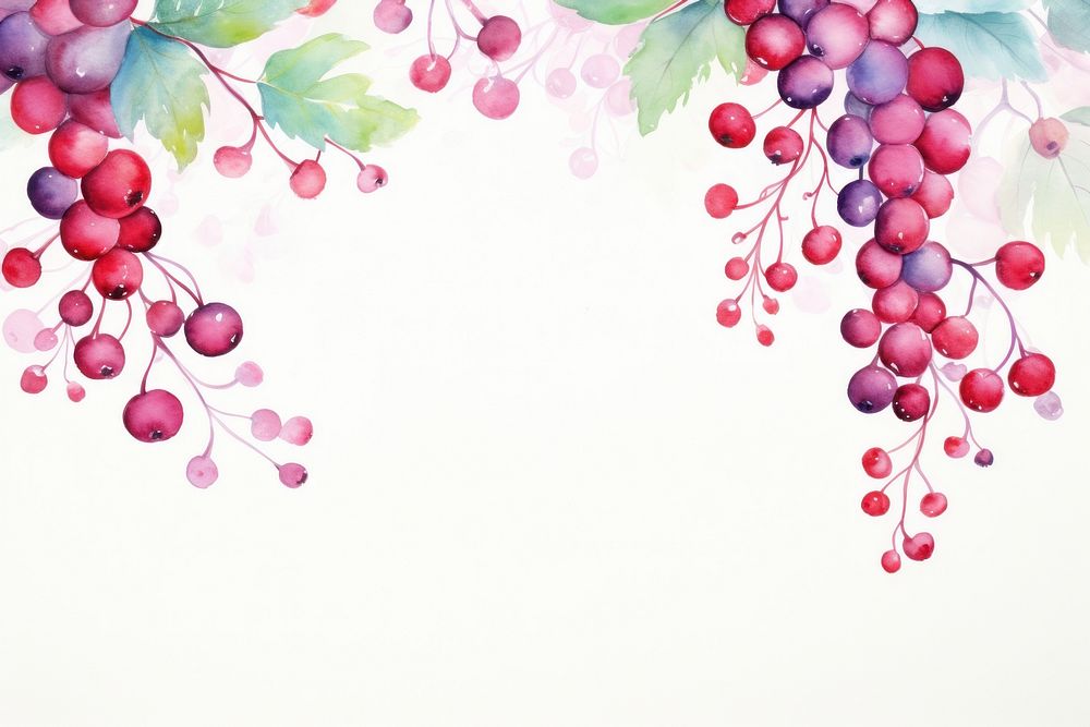 Berry watercolor border grapes plant backgrounds.