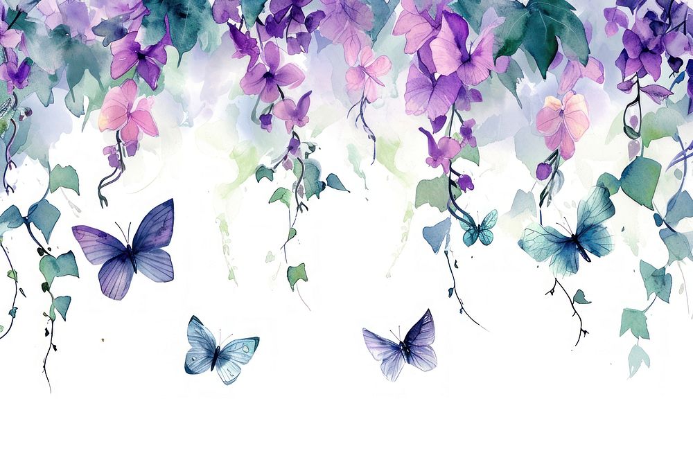 Butterfly border pattern flower purple.