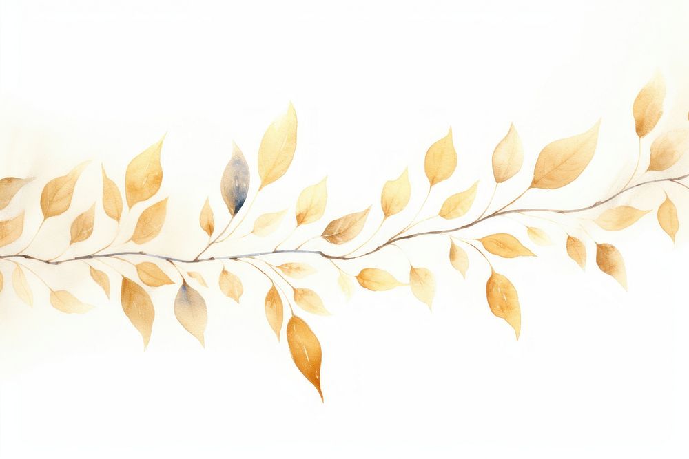 Gold leaf watercolor border pattern plant backgrounds.