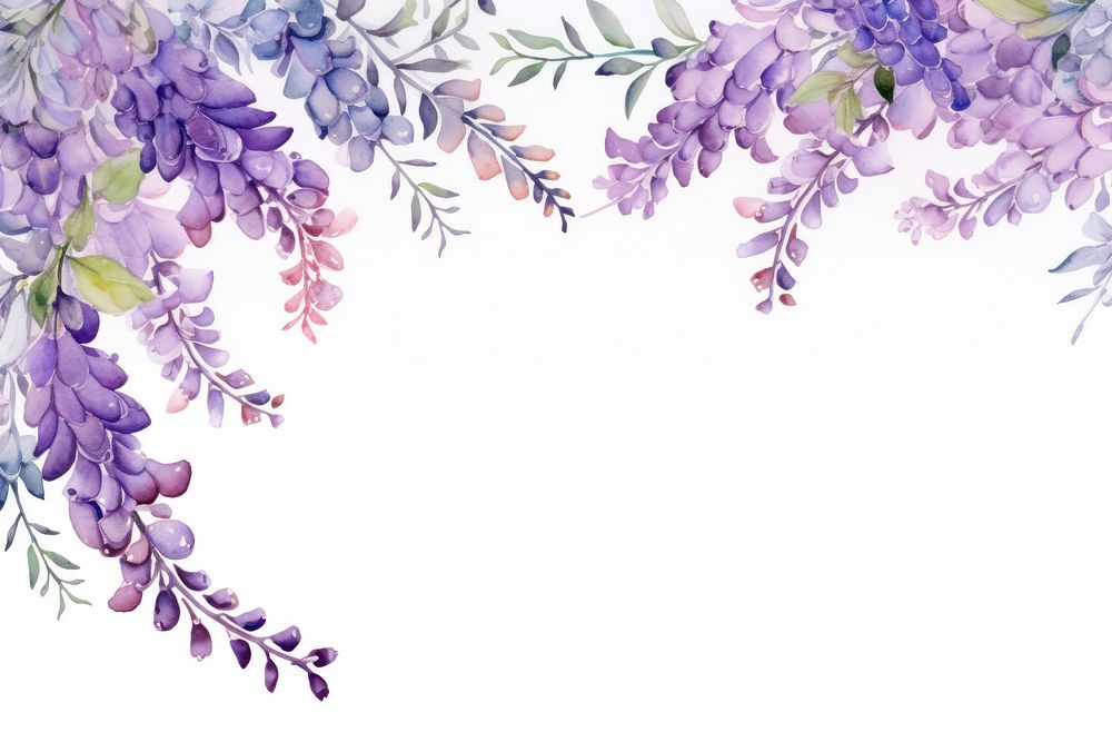 Lavender flower watercolor border blossom pattern nature.