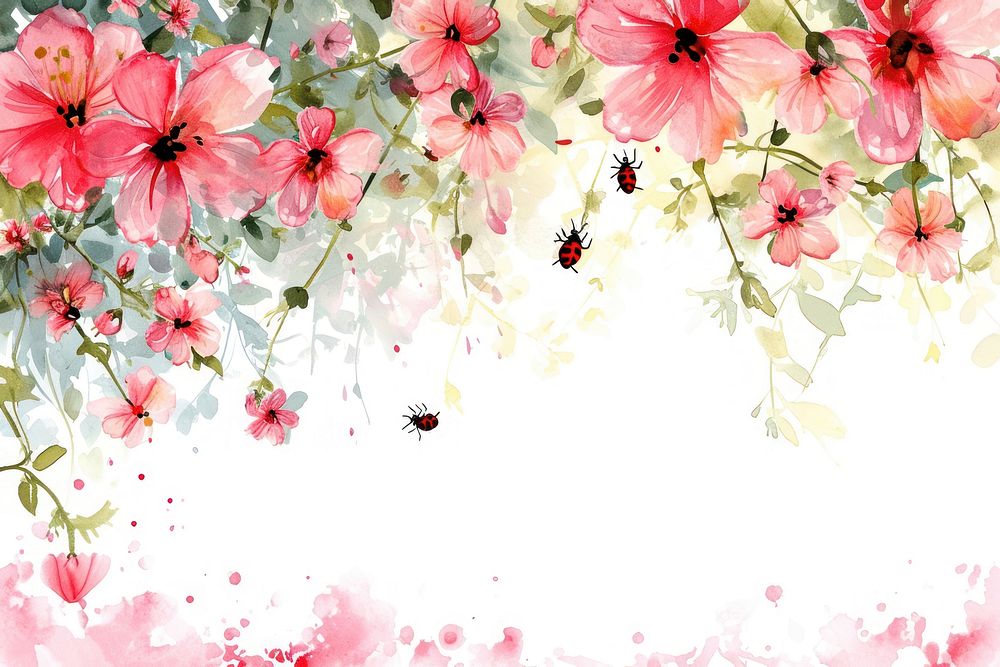 Ladybugy border pattern flower nature.