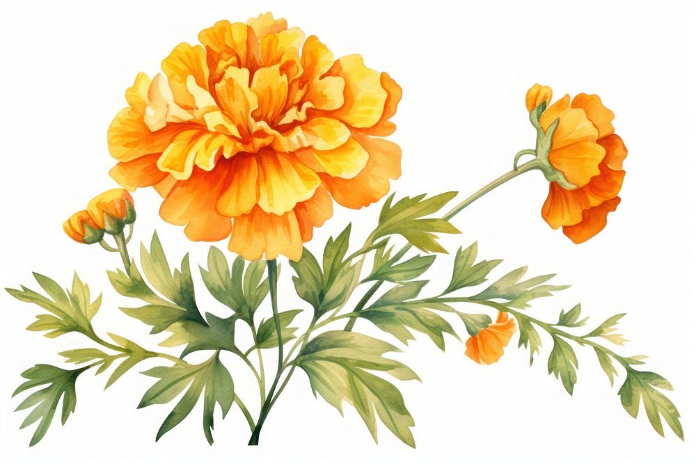 Marigold flower watercolor marigold pattern nature.
