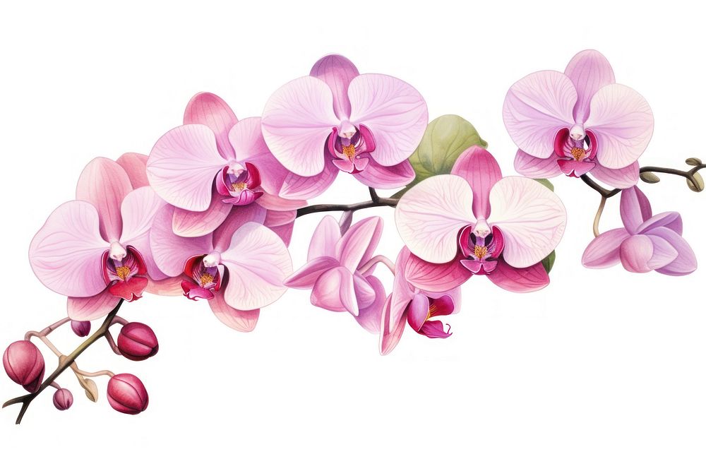 Phalaenopsis orchid watercolor border flower nature plant.