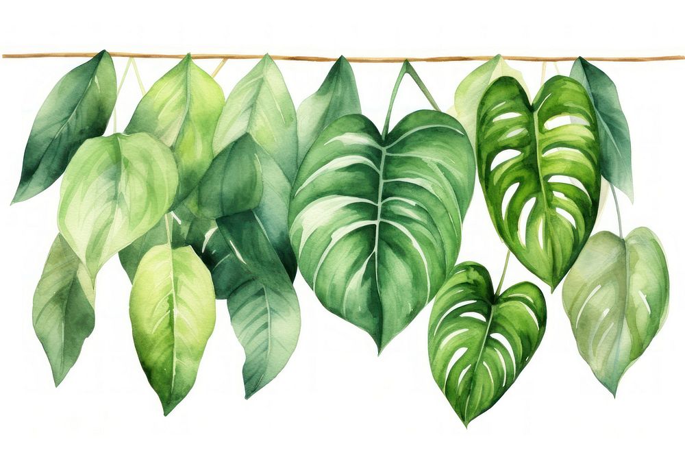 Tropical leaves hanging plant green.
