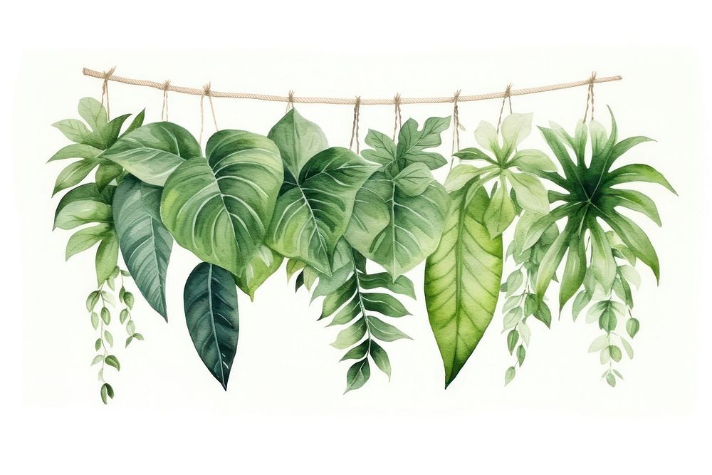 Tropical leaves hanging plant green.