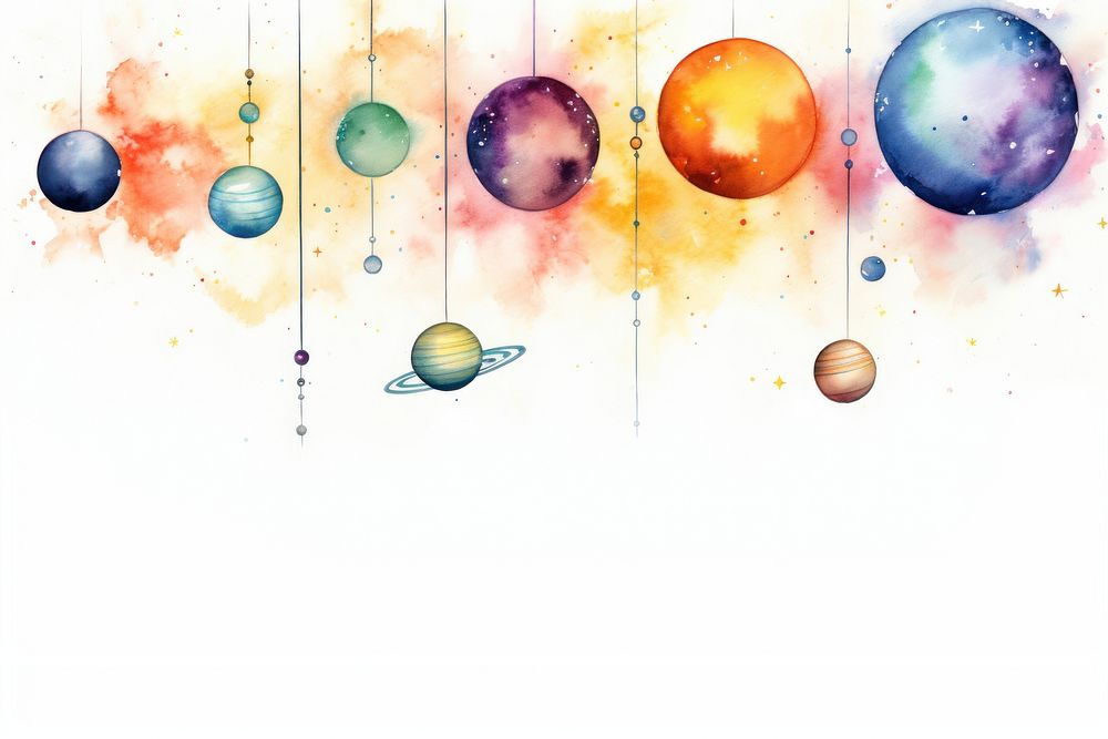Universe watercolor border space painting creativity.