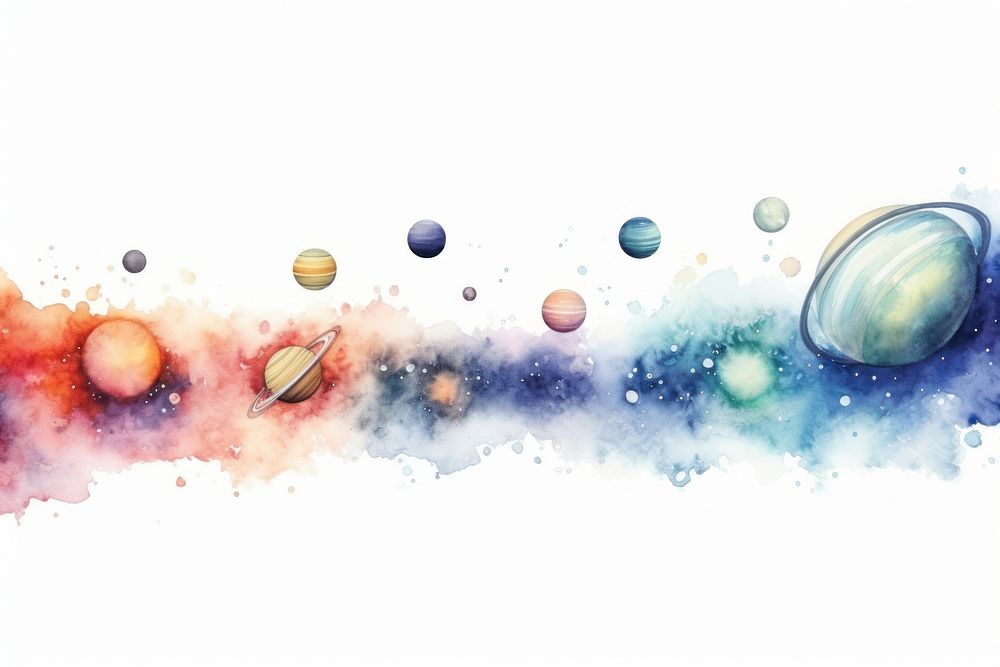 Universe watercolor border space painting backgrounds.