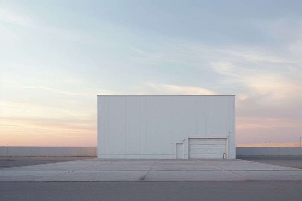 Architecture building sunset hangar. AI generated Image by rawpixel.