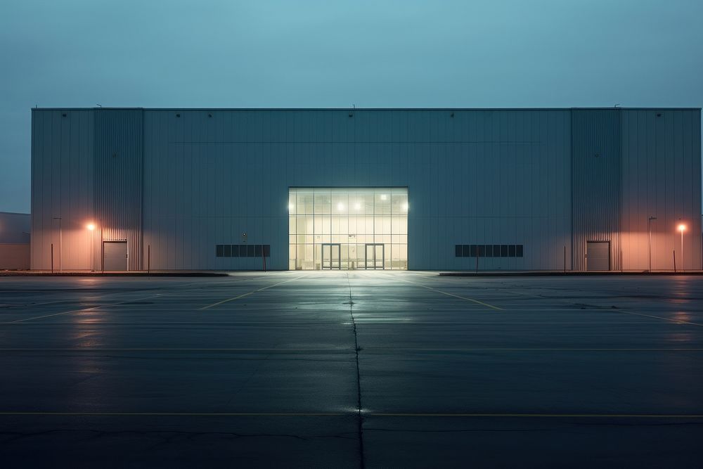 Warehouse architecture building hangar. AI generated Image by rawpixel.