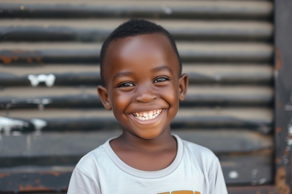 Black boys child smile happy.