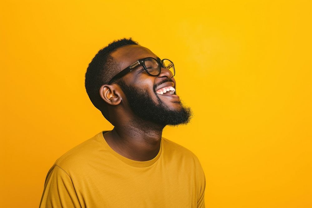 Black people glasses adult happy.