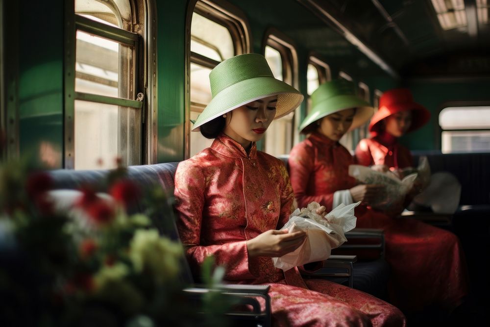  Vietnamese women travel train adult. AI generated Image by rawpixel.