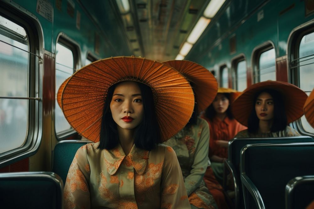  Vietnamese women train portrait travel. AI generated Image by rawpixel.
