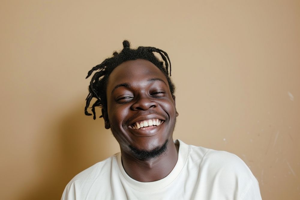 Black people portrait laughing smile.