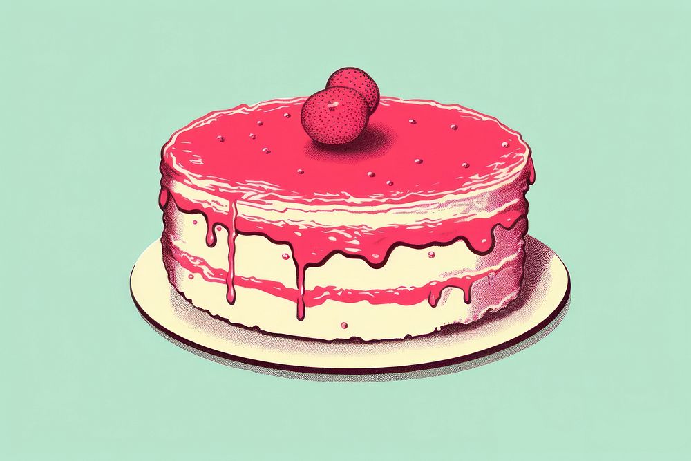  Cake raspberry dessert food. AI generated Image by rawpixel.