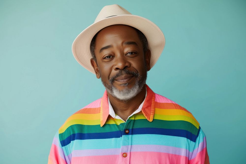 Cool old black man with fashionable clothing style full body on colored background portrait adult individuality.