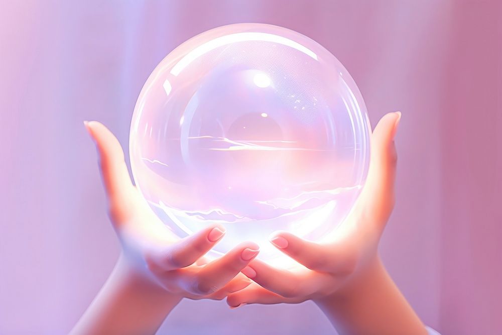 Crystal ball sphere hand transparent.