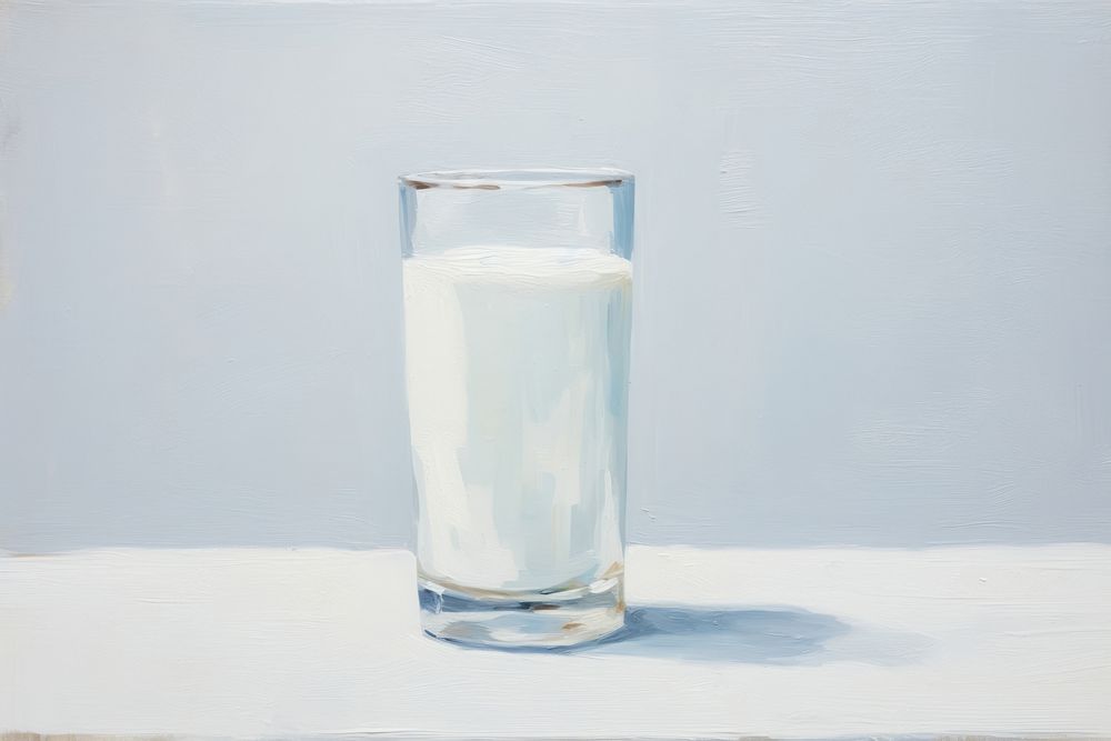  Glass of milk painting refreshment drinkware. AI generated Image by rawpixel.