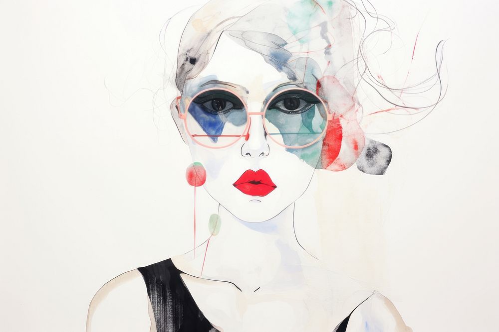 Woman wearing glasses art portrait abstract.
