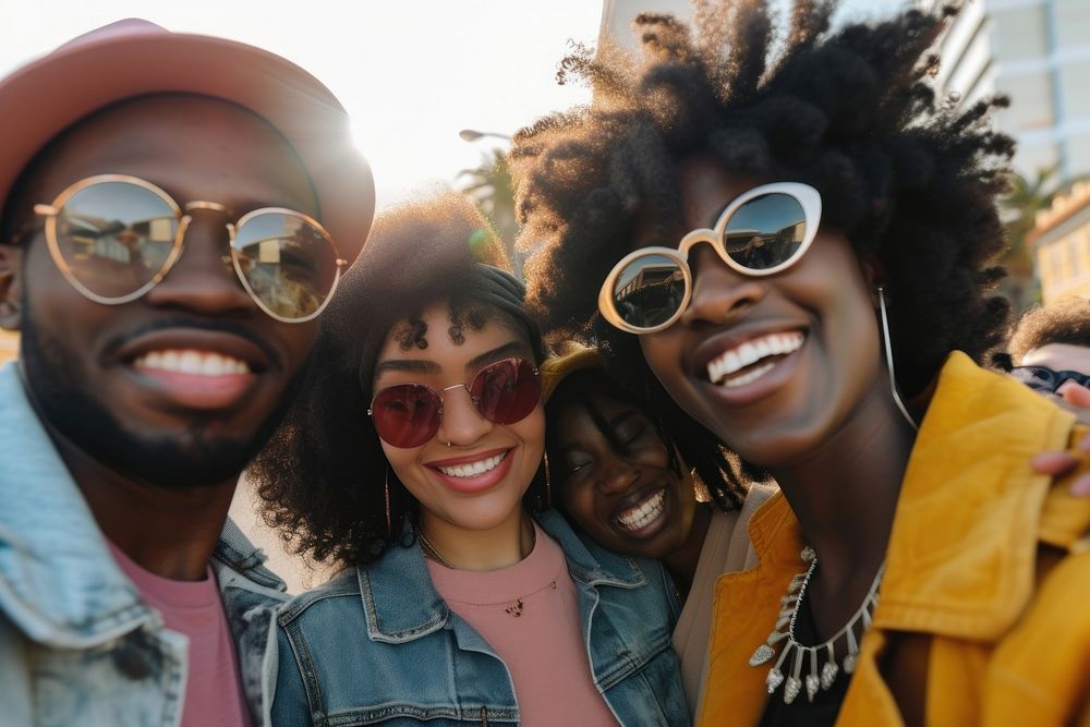 African American friends lgbt selfie photography sunglasses.
