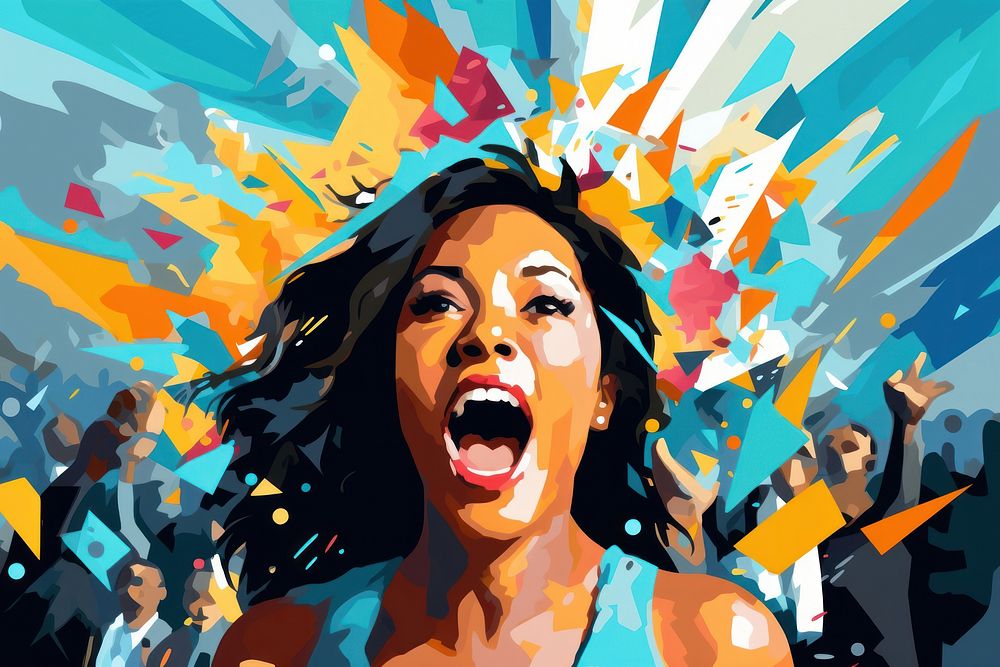 Excited expression black woman adult art.
