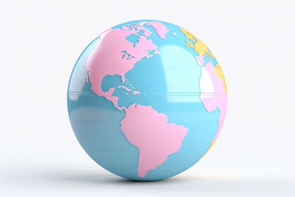 Pastel 3D objects globe sphere circle.
