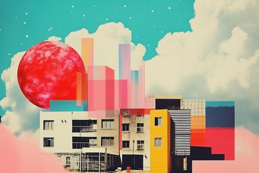  Building architecture outdoors collage. AI generated Image by rawpixel.