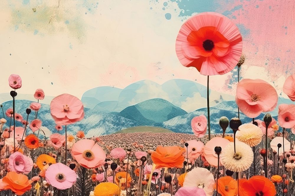  Flower field outdoors nature poppy. AI generated Image by rawpixel.