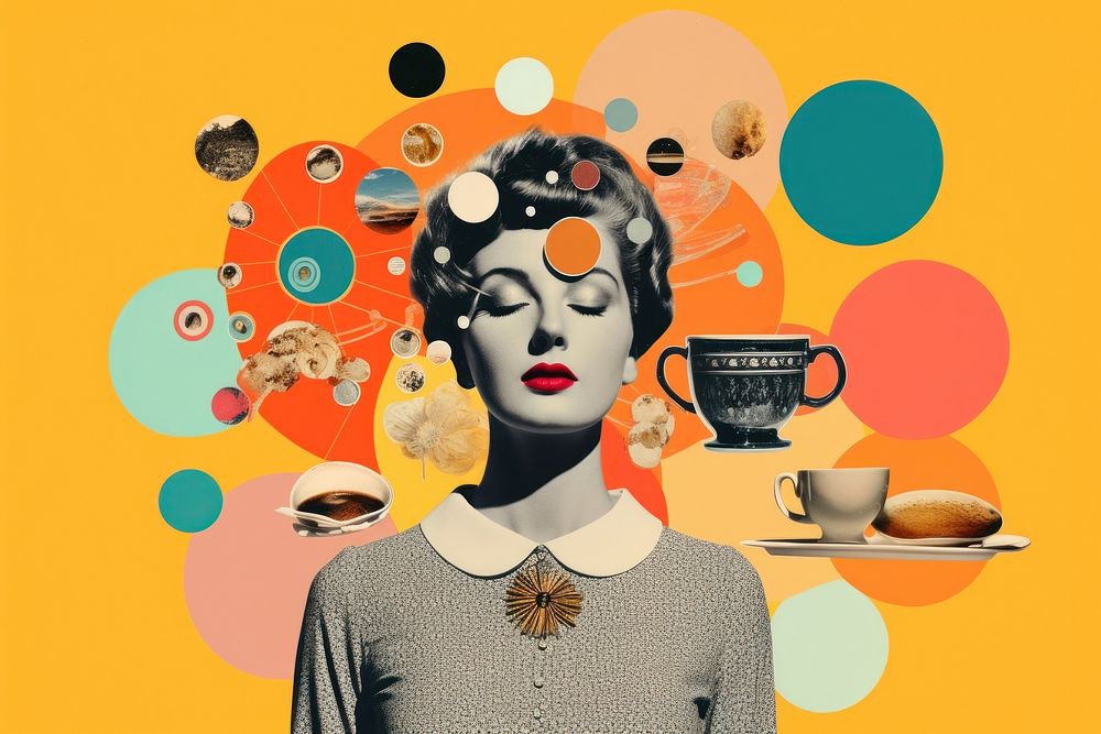 Collage Retro dreamy coffee art portrait adult.