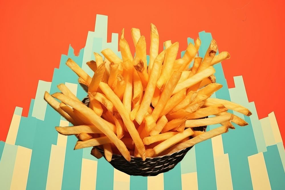 Collage Retro dreamy french fries food freshness yellow.