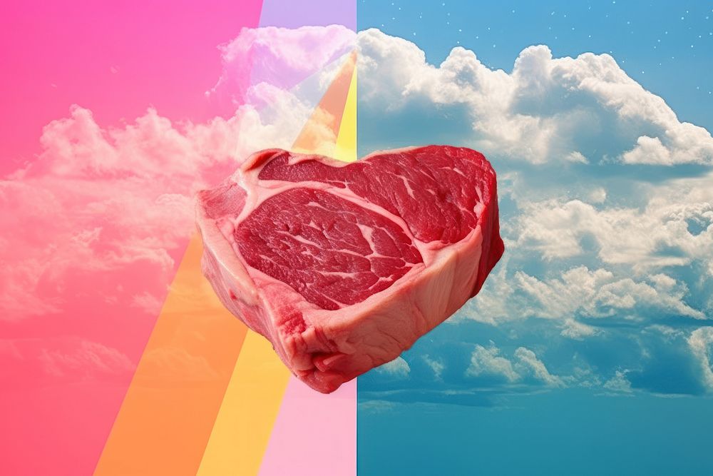 Collage Retro dreamy steak meat food beef.