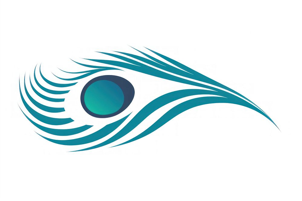 A peacock feather logo turquoise graphics. AI generated Image by rawpixel.