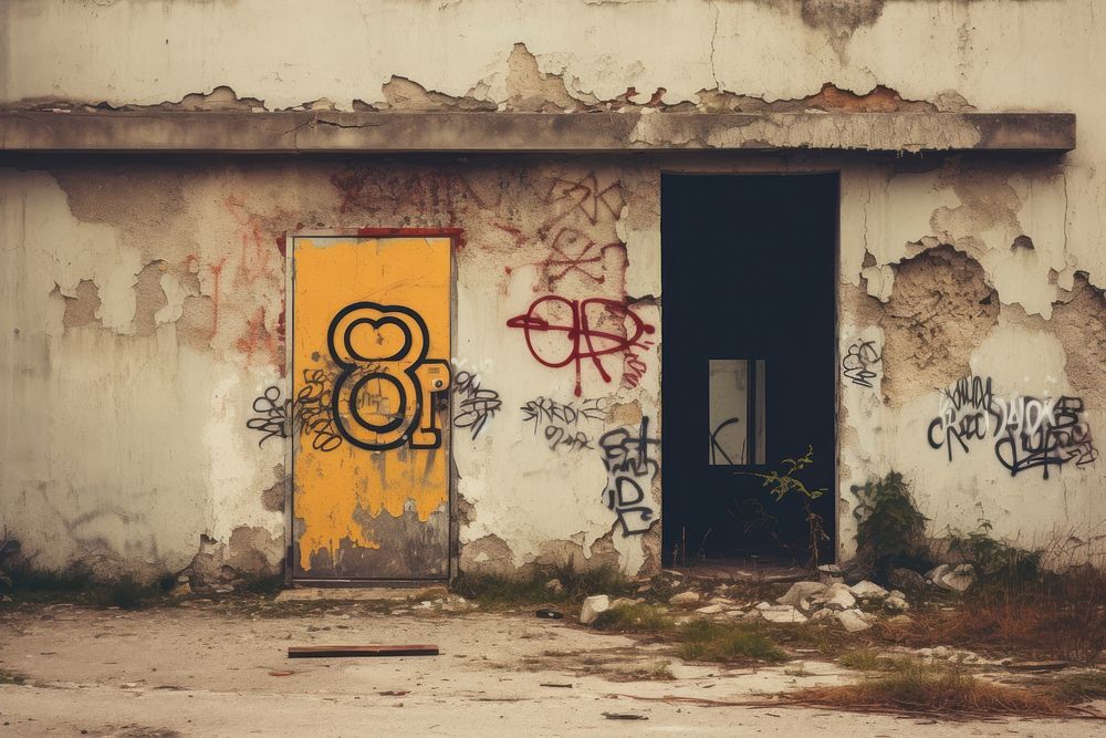  Abandoned building architecture graffiti wall. AI generated Image by rawpixel.
