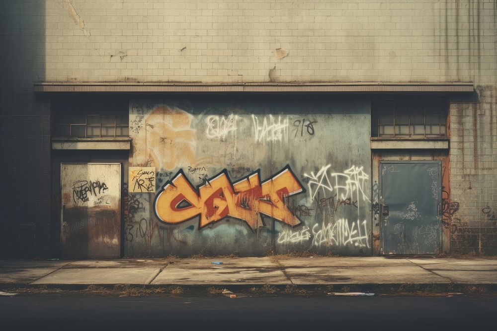  Abandoned building graffiti architecture painting. AI generated Image by rawpixel.