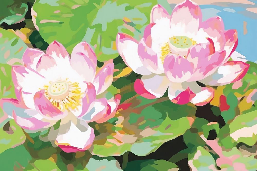  Lotus backgrounds painting blossom. AI generated Image by rawpixel.