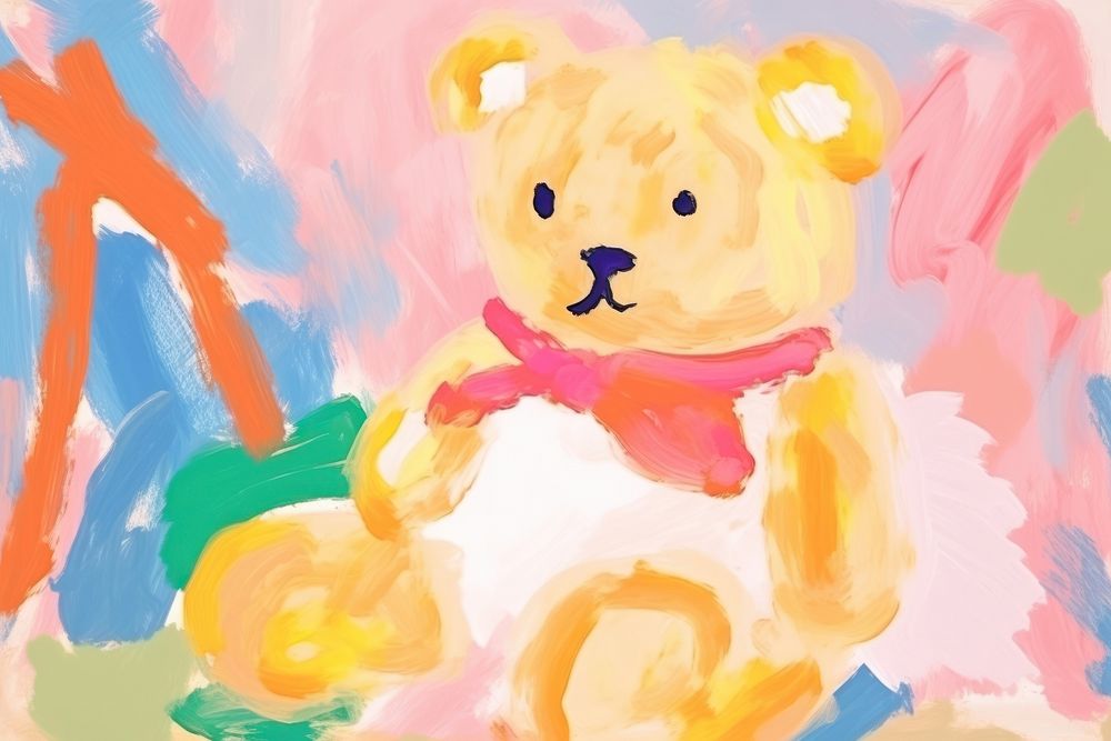  Teddy bear painting art abstract. AI generated Image by rawpixel.