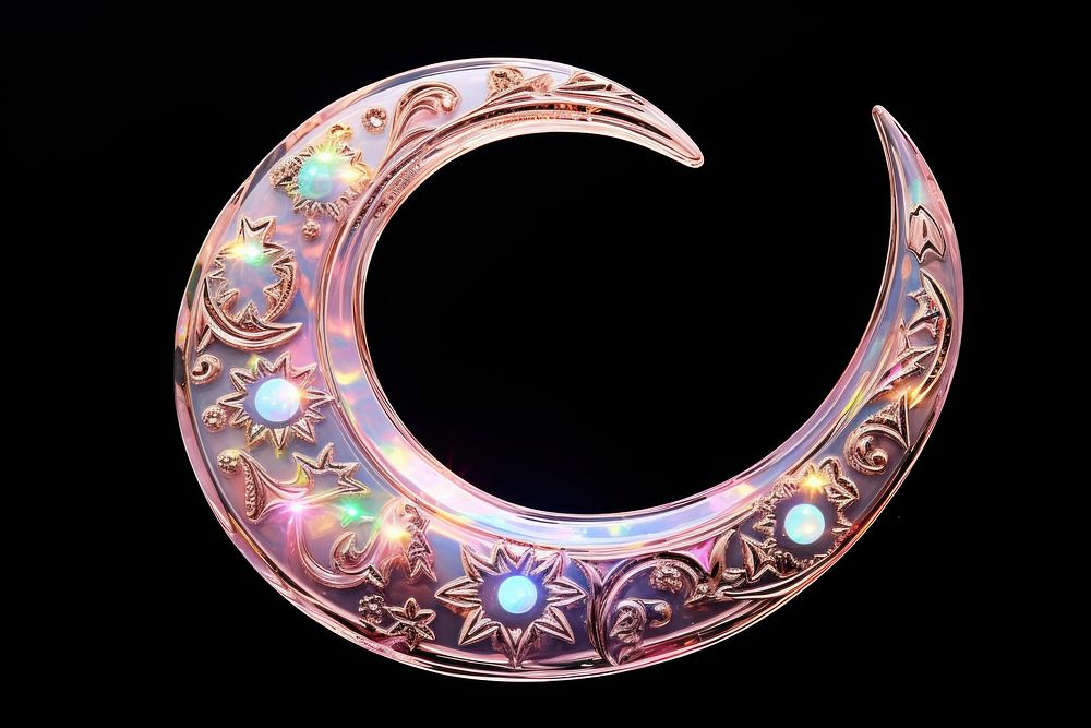 Pastel 3D crescent moon jewelry pattern night.