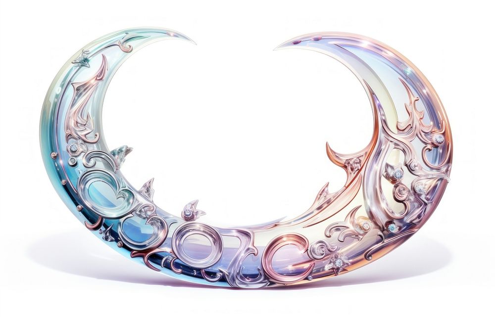Pastel 3D crescent moon jewelry white background accessories.