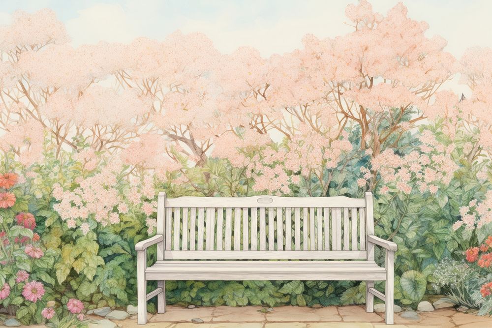  English garden furniture painting outdoors. AI generated Image by rawpixel.